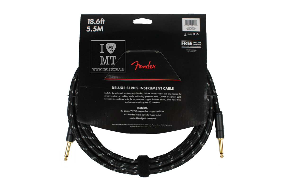Кабель інструментальний FENDER CABLE DELUXE SERIES 18.6' BLACK TWEED