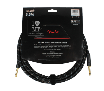 Кабель інструментальний FENDER CABLE DELUXE SERIES 18.6' BLACK TWEED