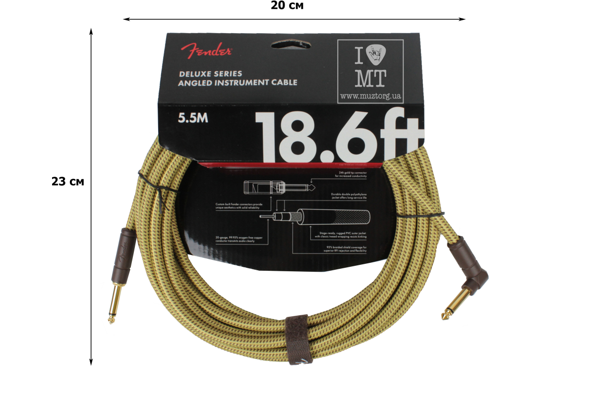 Кабель інструментальний FENDER CABLE DELUXE SERIES 18.6' ANGLED TWEED