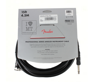 Кабель інструментальний FENDER CABLE PROFESSIONAL SERIES ANGLED 15' BLACK