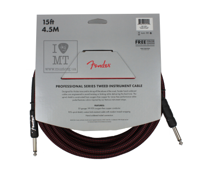 Кабель інструментальний FENDER CABLE PROFESSIONAL SERIES 15' RED TWEED
