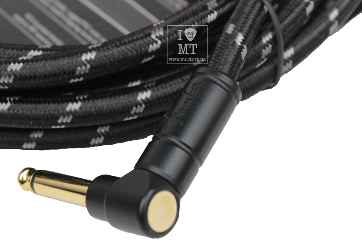 Кабель інструментальний FENDER CABLE DELUXE SERIES 15' ANGLED BLACK TWEED