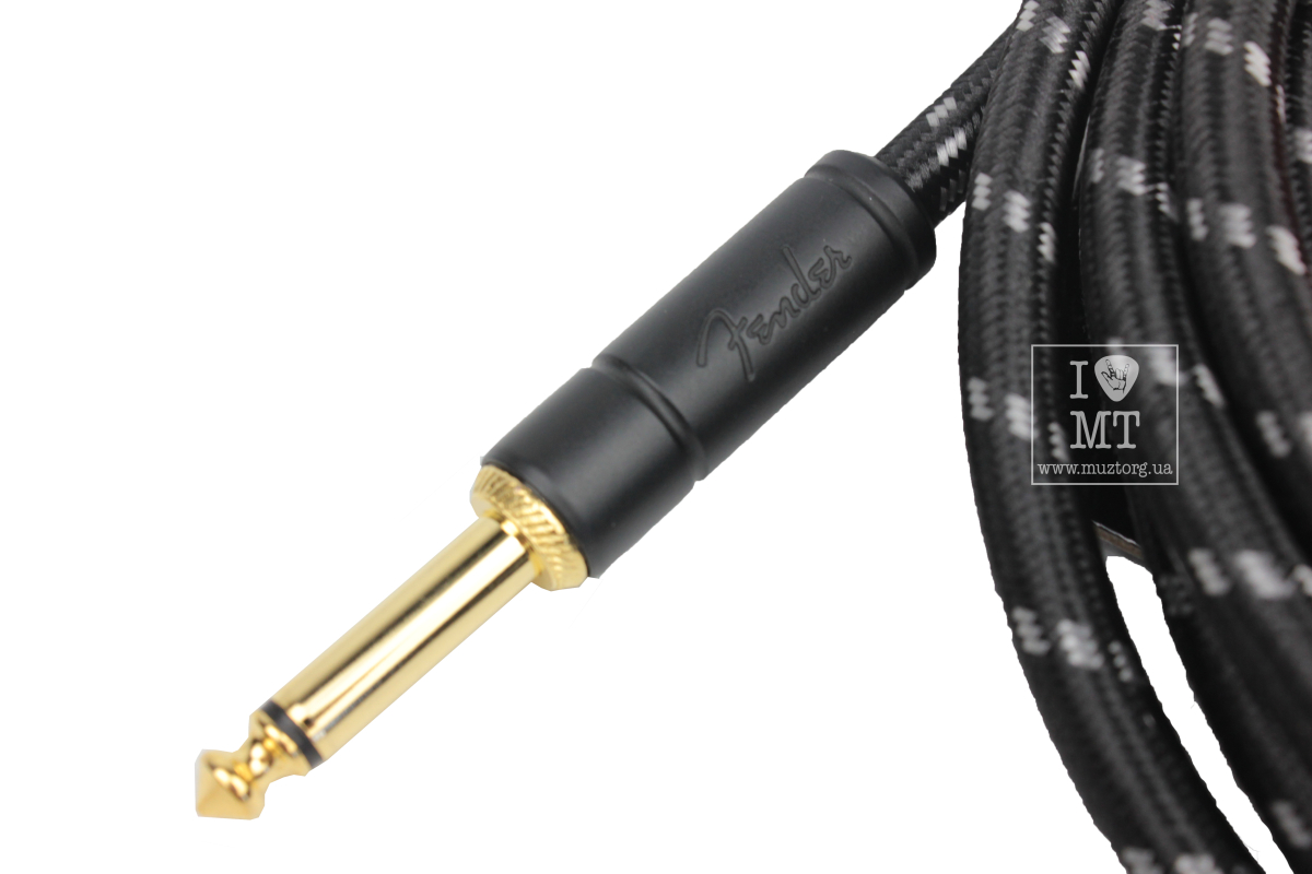 Кабель інструментальний FENDER CABLE DELUXE SERIES 15' ANGLED BLACK TWEED