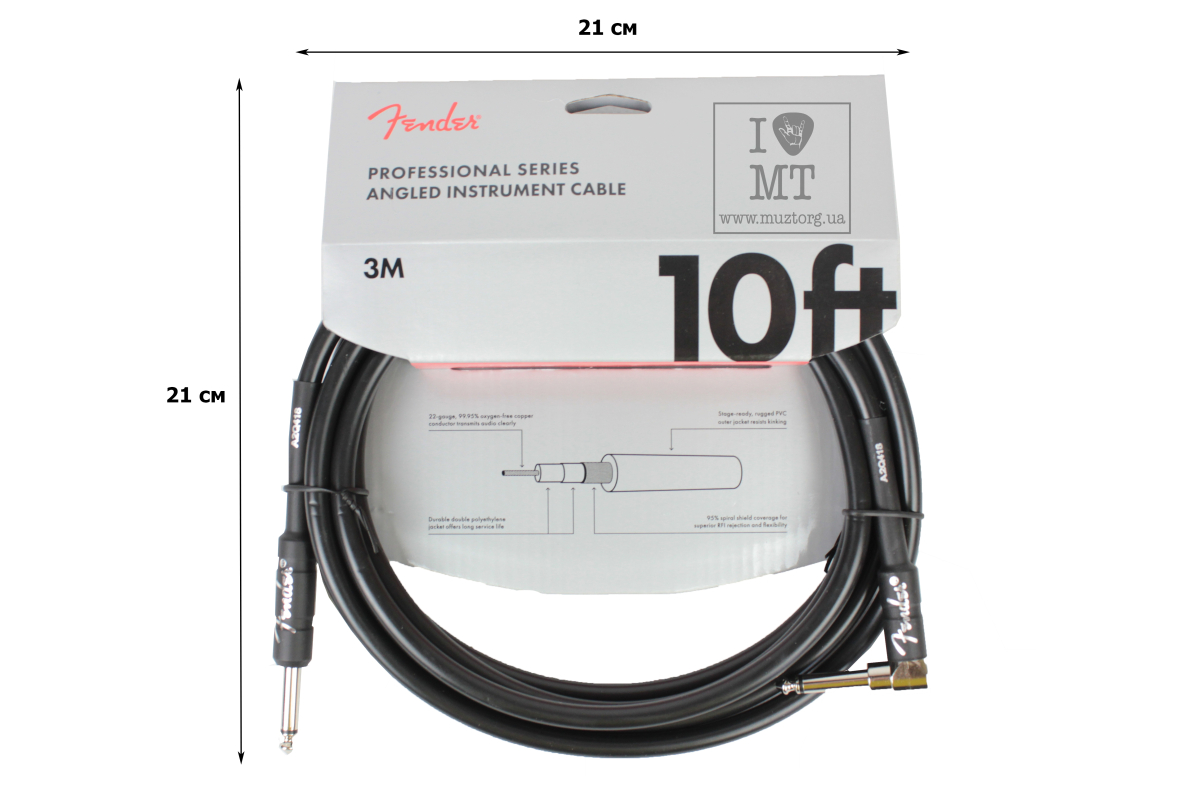 Кабель інструментальний FENDER CABLE PROFESSIONAL SERIES 10' ANGLED BLACK