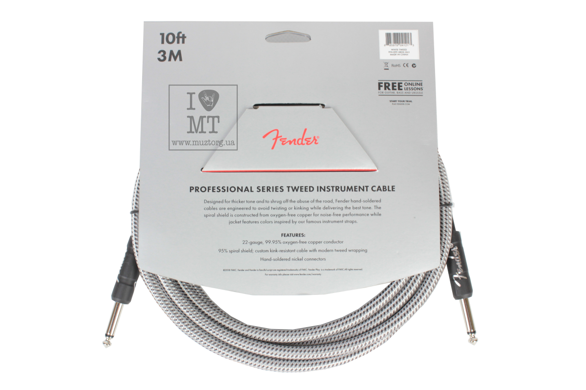 Кабель інструментальний FENDER CABLE PROFESSIONAL SERIES 10' WHITE TWEED