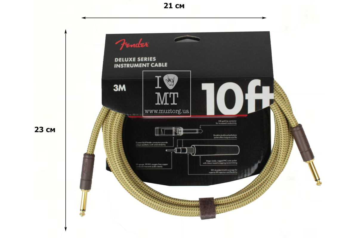 Кабель інструментальний FENDER CABLE DELUXE SERIES 10' TWEED