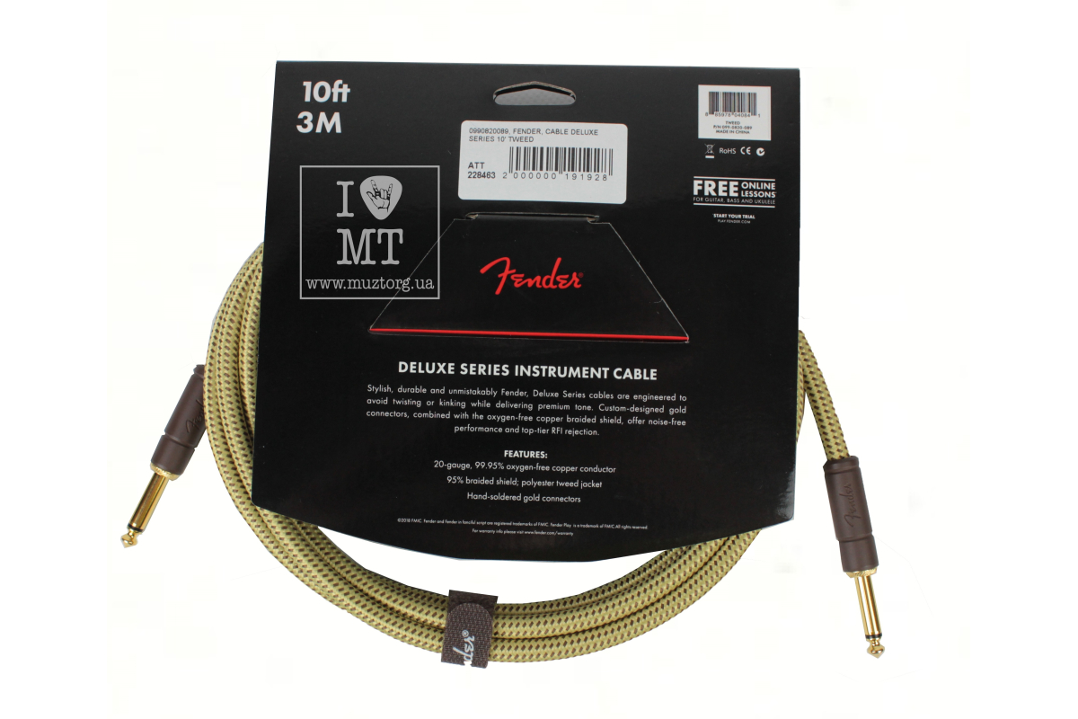 Кабель інструментальний FENDER CABLE DELUXE SERIES 10' TWEED
