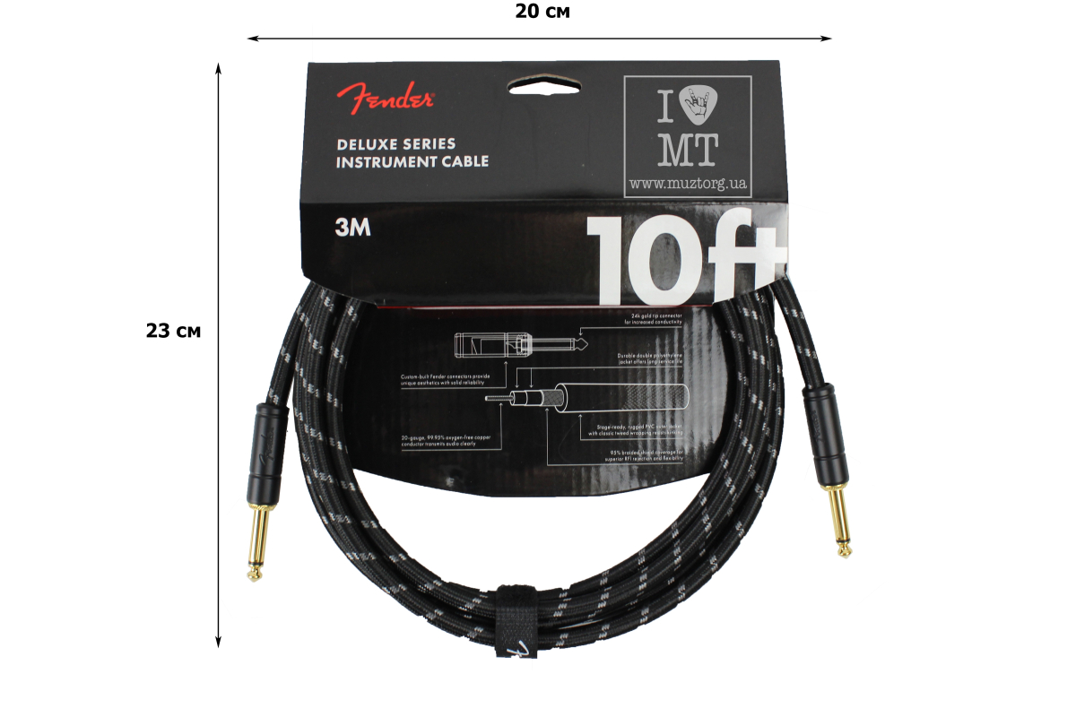 Кабель інструментальний FENDER CABLE DELUXE SERIES 10' BLACK TWEED