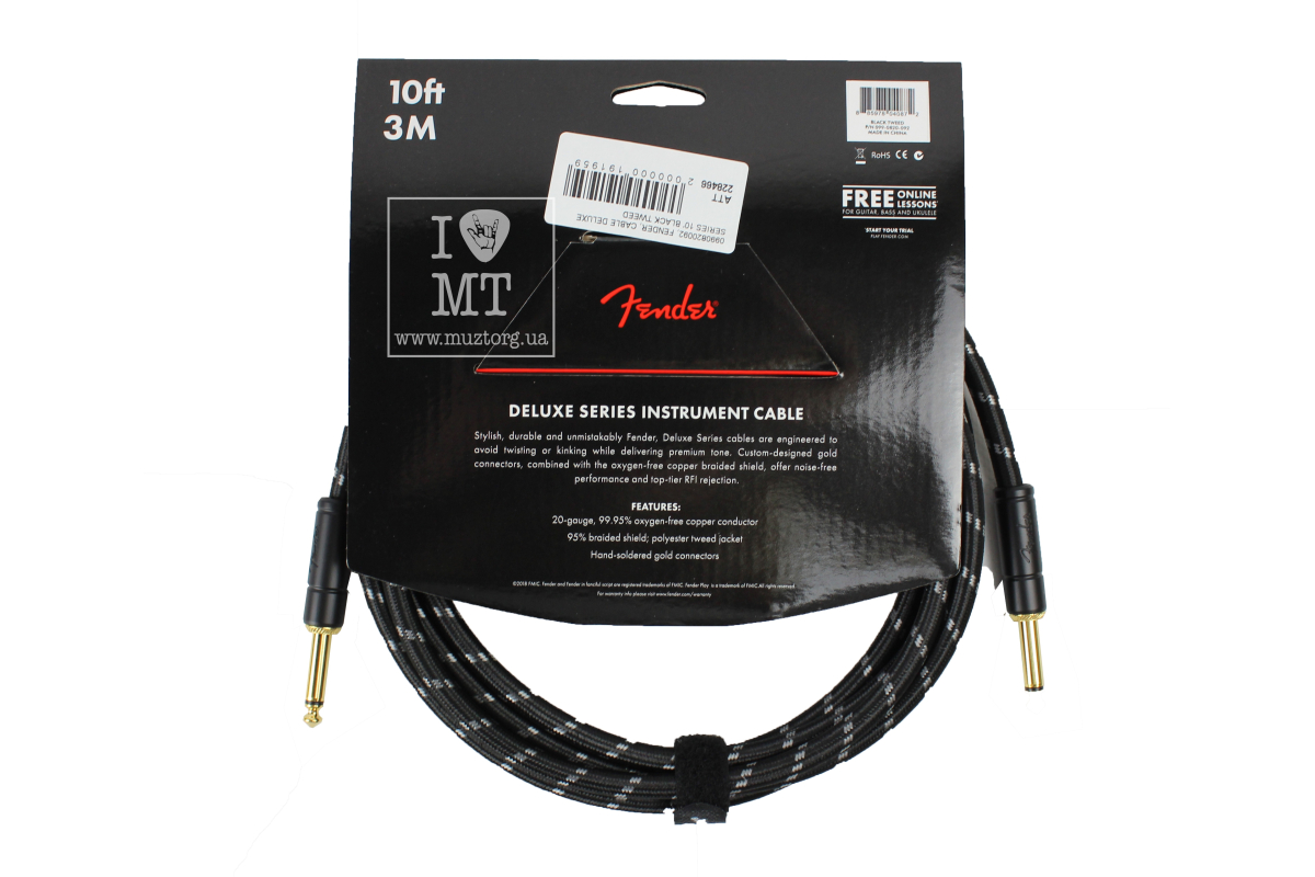 Кабель інструментальний FENDER CABLE DELUXE SERIES 10' BLACK TWEED