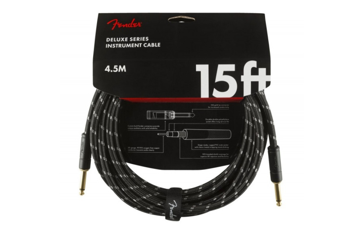 Кабель інструментальний FENDER CABLE DELUXE SERIES 15'  BLACK TWEED
