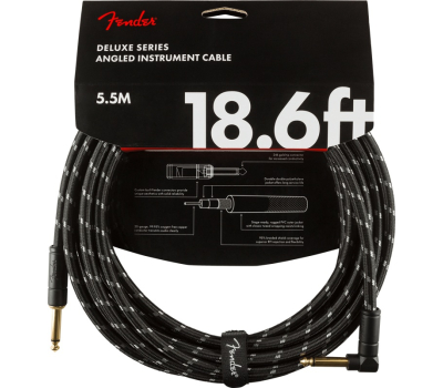 Кабель інструментальний FENDER CABLE DELUXE SERIES 18.6' ANGLED BLACK TWEED