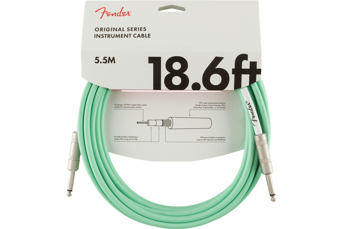Кабель інструментальний FENDER CABLE ORIGINAL SERIES 18.6' SURF GREEN