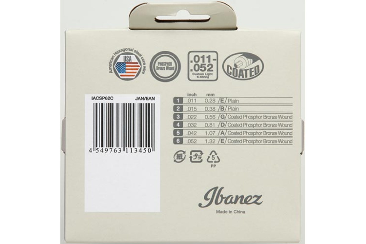 Струни для акустичних гітар IBANEZ IACSP62C ACOUSTIC GUITAR STRING 11-52