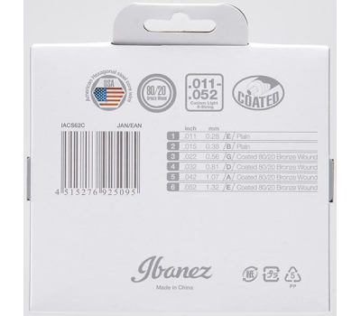 Струни для акустичних гітар IBANEZ IACS62C ACOUSTIC GUITAR STRING 11-52