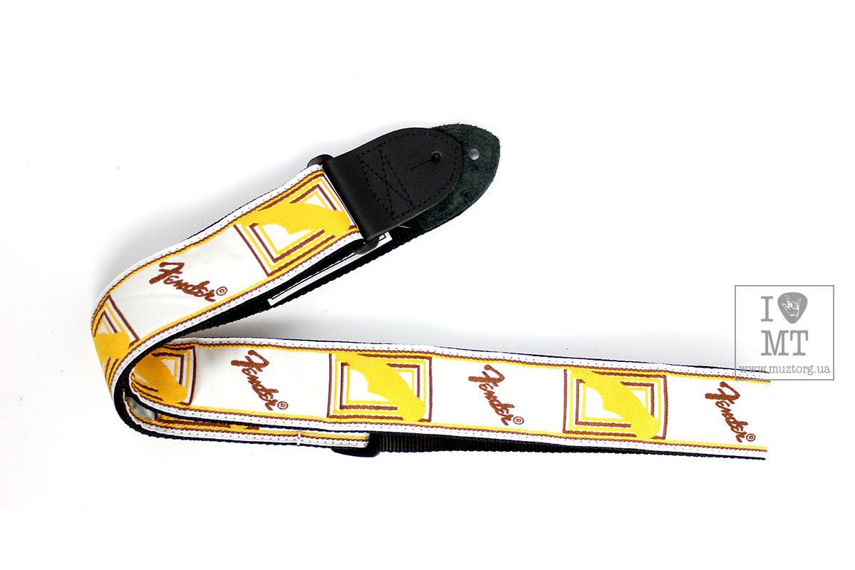 Ремінь гітарний FENDER STRAP 2" MONOGRAMMED WHITE BROWN YELLOW