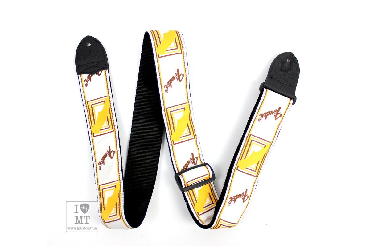 Ремінь гітарний FENDER STRAP 2" MONOGRAMMED WHITE BROWN YELLOW