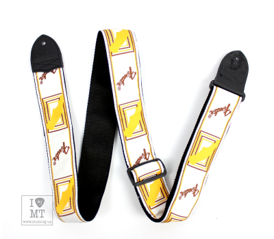 Ремінь гітарний FENDER STRAP 2" MONOGRAMMED WHITE BROWN YELLOW