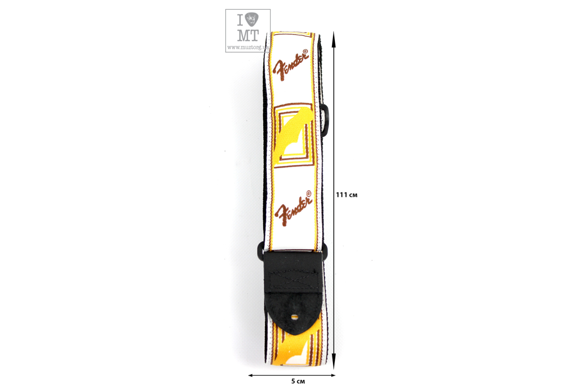 Ремінь гітарний FENDER STRAP 2" MONOGRAMMED WHITE BROWN YELLOW