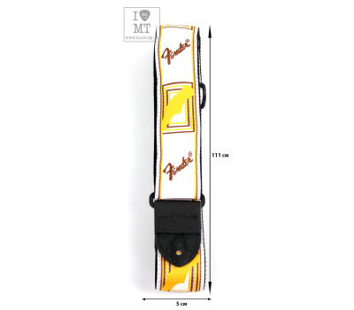 Ремінь гітарний FENDER STRAP 2" MONOGRAMMED WHITE BROWN YELLOW
