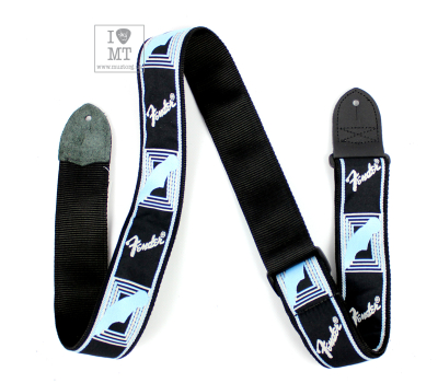 Ремінь гітарний FENDER STRAP 2" MONOGRAMMED BLACK LIGHT GREY MEDIUM BLUE