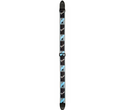 Ремінь гітарний FENDER STRAP 2" MONOGRAMMED BLACK LIGHT GREY MEDIUM BLUE