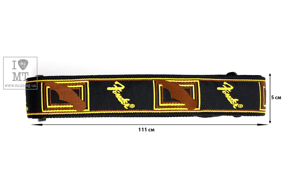 Ремінь гітарний FENDER STRAP 2" MONOGRAMMED BLACK/YELLOW/BROWN