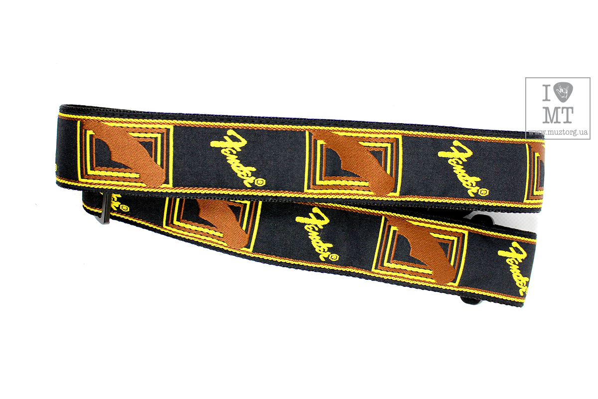 Ремінь гітарний FENDER STRAP 2" MONOGRAMMED BLACK/YELLOW/BROWN