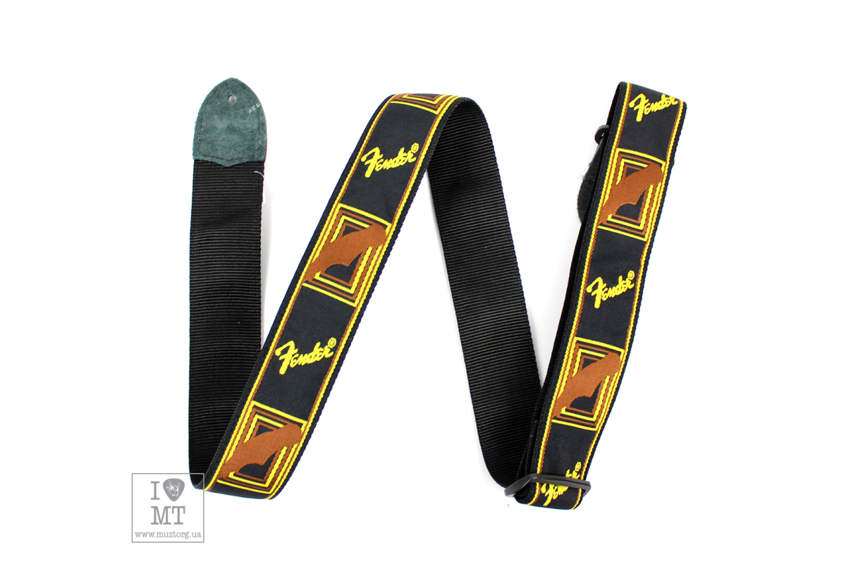 Ремінь гітарний FENDER STRAP 2" MONOGRAMMED BLACK/YELLOW/BROWN