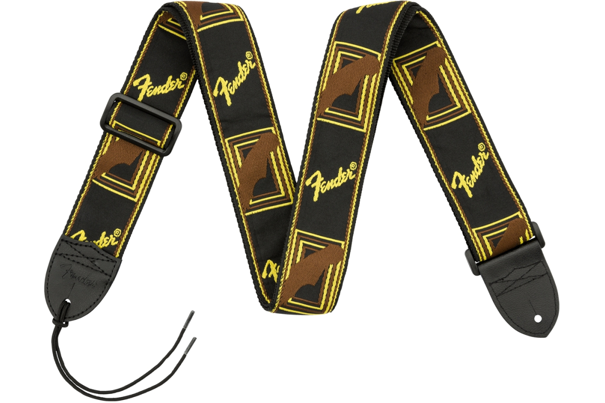 Ремінь гітарний FENDER STRAP 2" MONOGRAMMED BLACK/YELLOW/BROWN