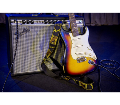 Ремінь гітарний FENDER STRAP 2" MONOGRAMMED BLACK/YELLOW/BROWN