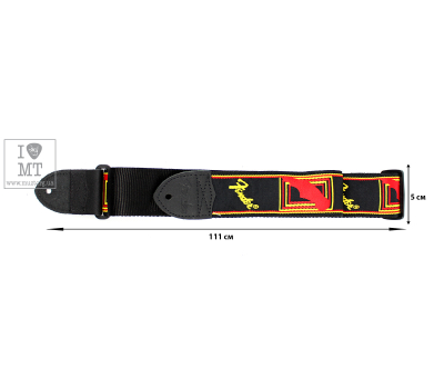 Ремінь гітарний FENDER STRAP 2" MONOGRAMMED BLACK/YELLOW/RED