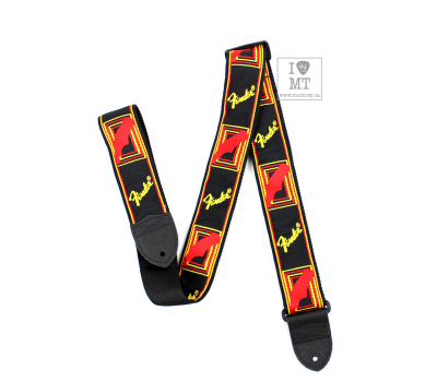 Ремінь гітарний FENDER STRAP 2" MONOGRAMMED BLACK/YELLOW/RED