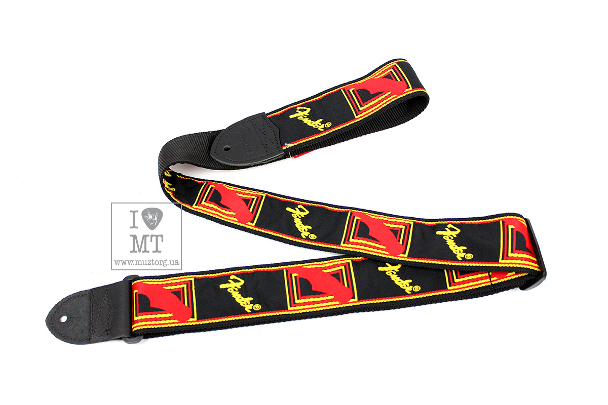Ремінь гітарний FENDER STRAP 2" MONOGRAMMED BLACK/YELLOW/RED
