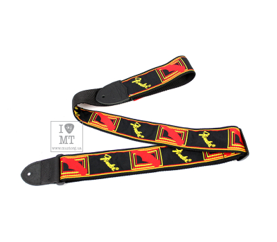 Ремінь гітарний FENDER STRAP 2" MONOGRAMMED BLACK/YELLOW/RED