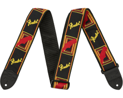 Ремінь гітарний FENDER STRAP 2" MONOGRAMMED BLACK/YELLOW/RED