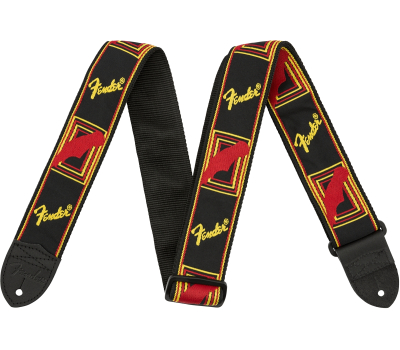 Ремінь гітарний FENDER STRAP 2" MONOGRAMMED BLACK/YELLOW/RED