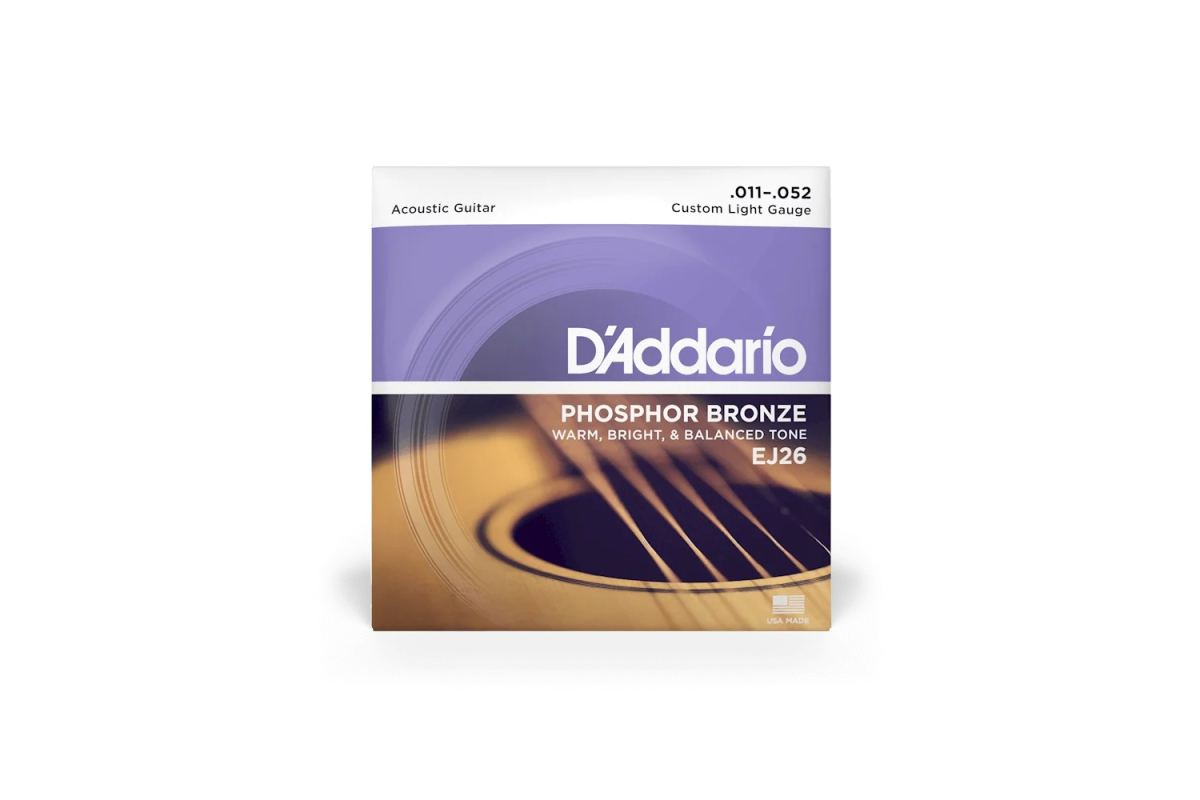 Струни для акустичних гітар D’ADDARIO EJ26 PHOSPHOR BRONZE CUSTOM LIGHT 11-52