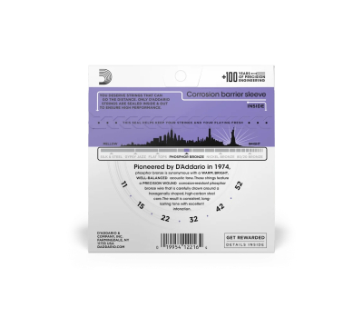 Струни для акустичних гітар D’ADDARIO EJ26 PHOSPHOR BRONZE CUSTOM LIGHT 11-52