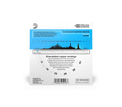 Струни для акустичних гітар D’ADDARIO EJ40 SILK & STEEL FOLK REGULAR LIGHT 11-47