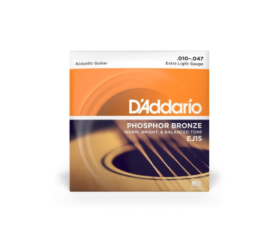 Струни для акустичних гітар D’ADDARIO EJ15 PHOSPHOR BRONZE EXTRA LIGHT 10-47