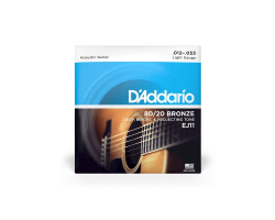 Struny do gitar akustycznych D’ADDARIO EJ11 80/20 BRONZE REGULAR LIGHT 12-53