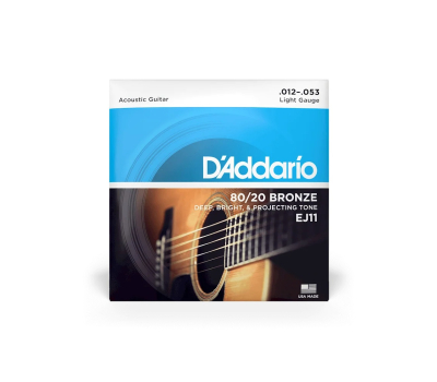 Struny do gitar akustycznych D’ADDARIO EJ11 80/20 BRONZE REGULAR LIGHT 12-53
