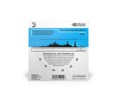 Struny do gitar akustycznych D’ADDARIO EJ11 80/20 BRONZE REGULAR LIGHT 12-53