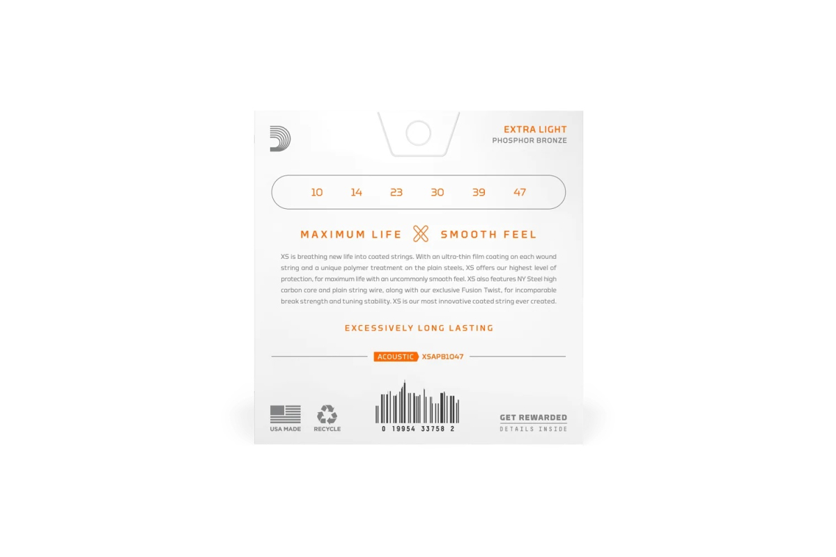 Struny do gitar akustycznych D’ADDARIO XS PHOSPHOR BRONZE EXTRA LIGHT 10-47