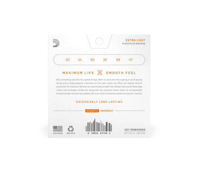 Struny do gitar akustycznych D’ADDARIO XS PHOSPHOR BRONZE EXTRA LIGHT 10-47