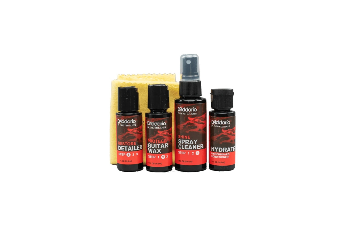 Набір для догляду за гітарою D’ADDARIO PW-GCB-01 Instrument Care Essentials Restore Protect Shine Hydrate And Polishing Cloth