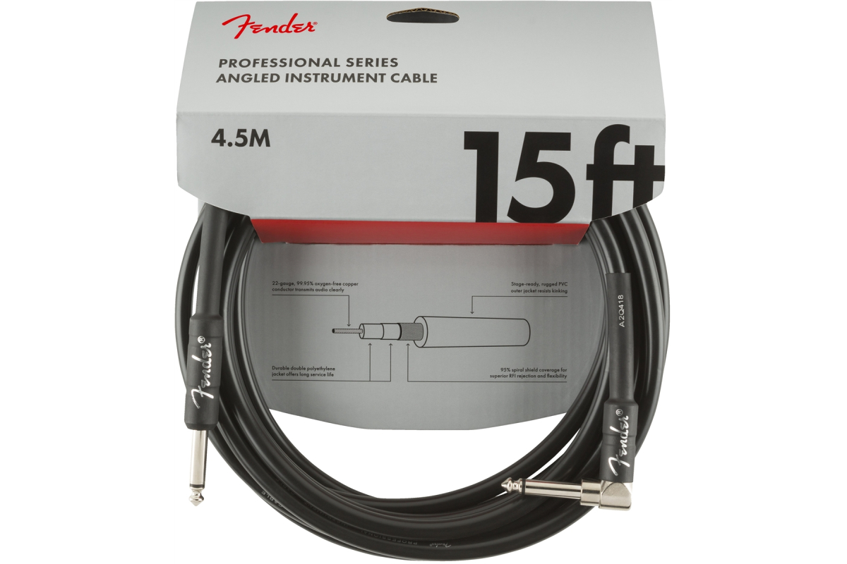 Кабель інструментальний FENDER CABLE PROFESSIONAL SERIES ANGLED 15' BLACK
