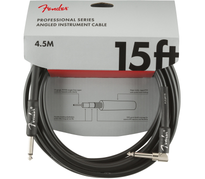 Кабель інструментальний FENDER CABLE PROFESSIONAL SERIES ANGLED 15' BLACK