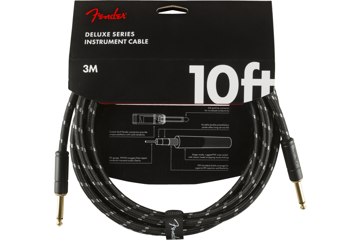 Кабель інструментальний FENDER CABLE DELUXE SERIES 10' BLACK TWEED