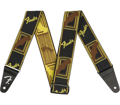 Ремінь гітарний FENDER STRAP 2" WEIGHLESS MONOGRAMMED BLACK/YELLOW/BROWN